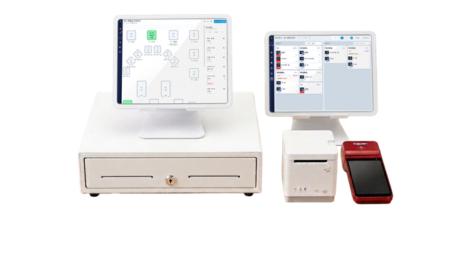 無料貸出される機材一式：POSレジ、オーダータブレット、レシートプリンター、モバイル決済端末